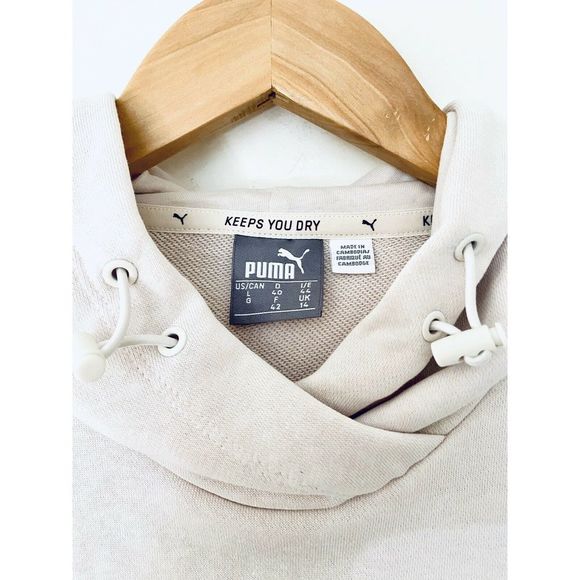 Puma Beige Pink Purple Logo Pullover Hoodie Sz L - Picture 3 of 7